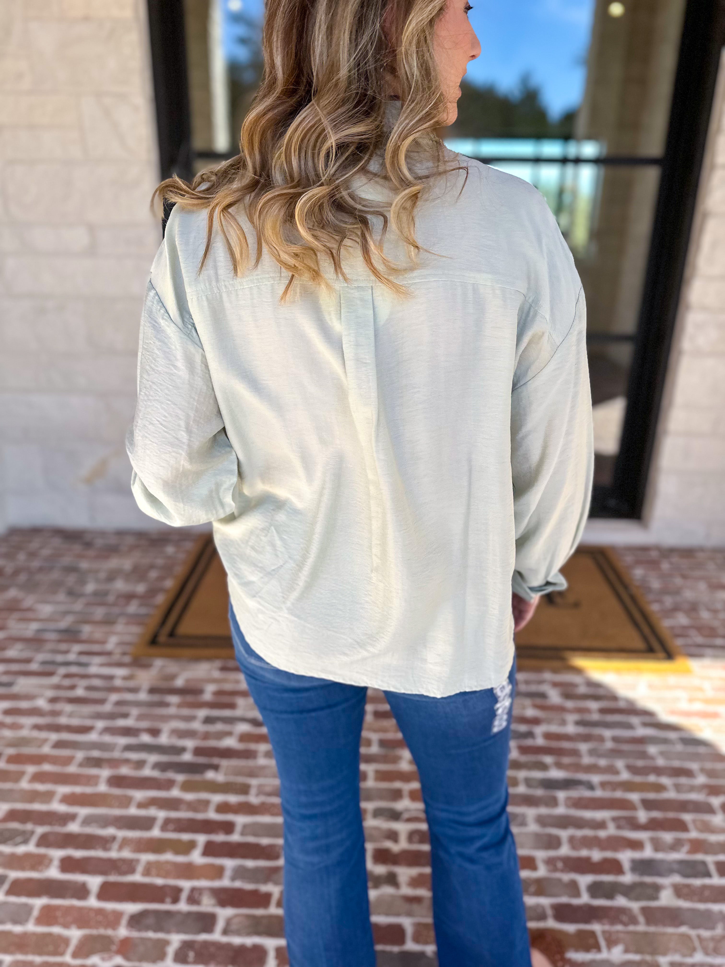 Bow Detailed Blouse - Mint-200 Fashion Blouses-IN FEBRUARY-July & June Women's Fashion Boutique Located in San Antonio, Texas