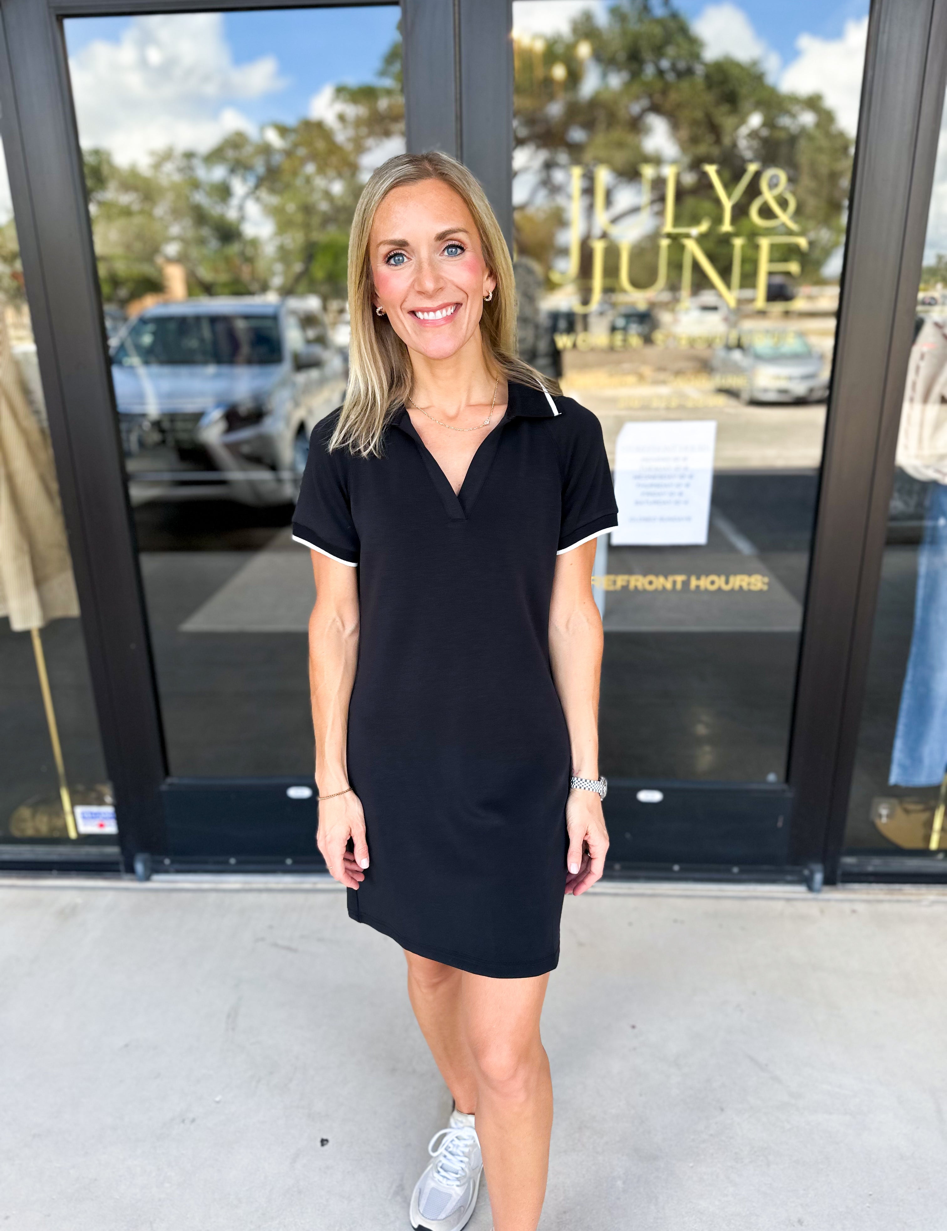 Modal Athletic Mini Dress - Black-510 Mini-SKIES ARE BLUE-July & June Women's Fashion Boutique Located in San Antonio, Texas