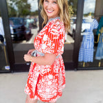 THML - Orange & Blue Mini Dress-510 Mini-THML-July & June Women's Fashion Boutique Located in San Antonio, Texas