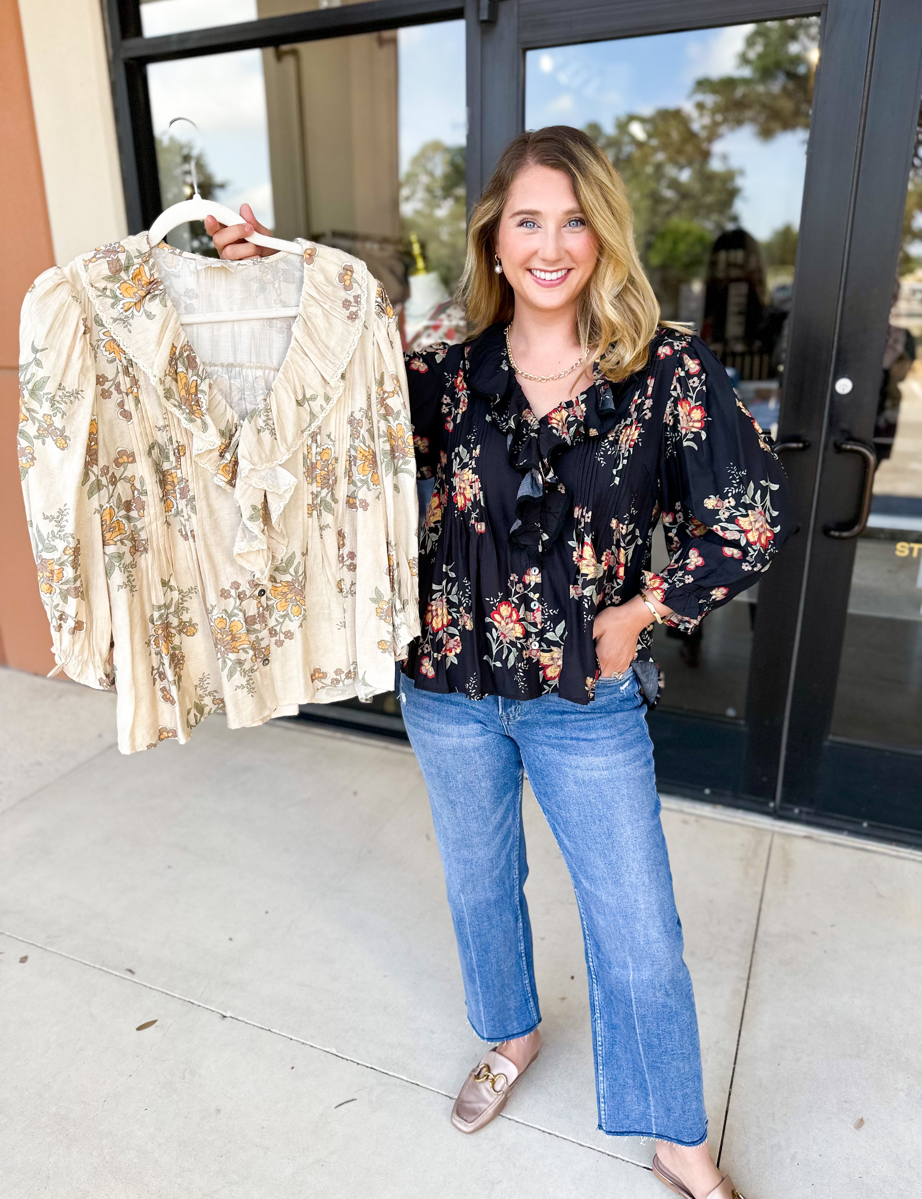 The Kirsten Blouse - Ivory-200 Fashion Blouses-ENTRO-July & June Women's Fashion Boutique Located in San Antonio, Texas