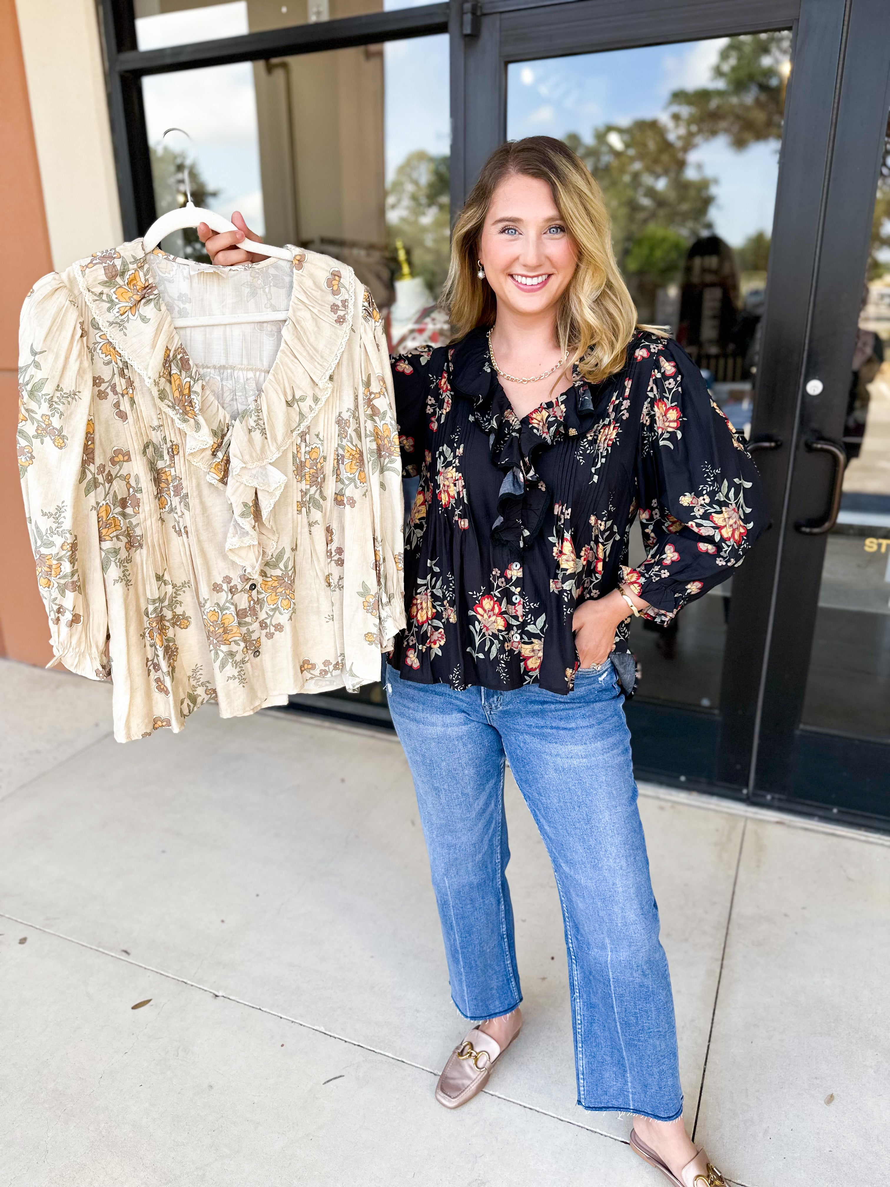 The Kirsten Blouse - Ivory-200 Fashion Blouses-ENTRO-July & June Women's Fashion Boutique Located in San Antonio, Texas