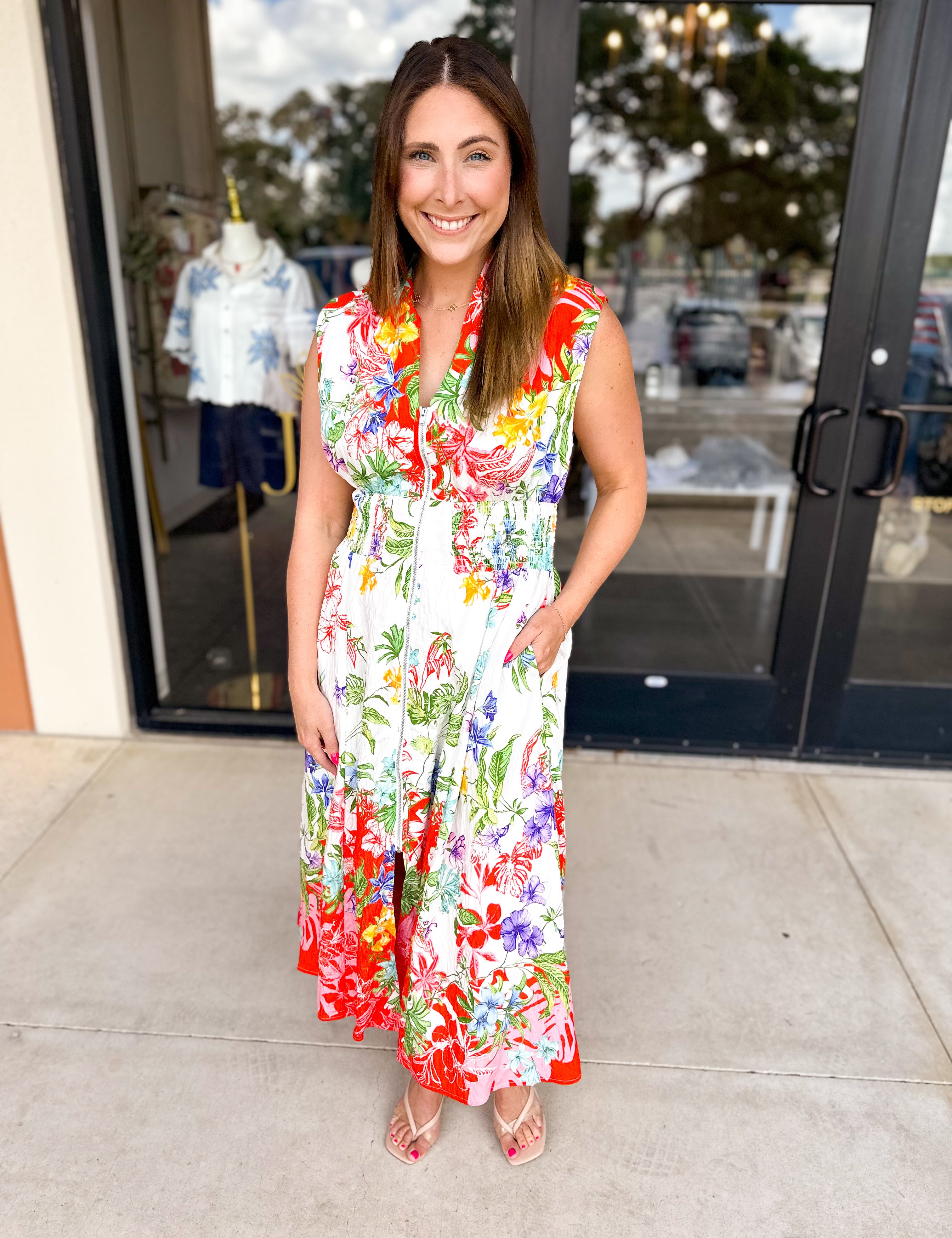 Vibrant Petals Midi Dress-500 Midi-FATE-July & June Women's Fashion Boutique Located in San Antonio, Texas