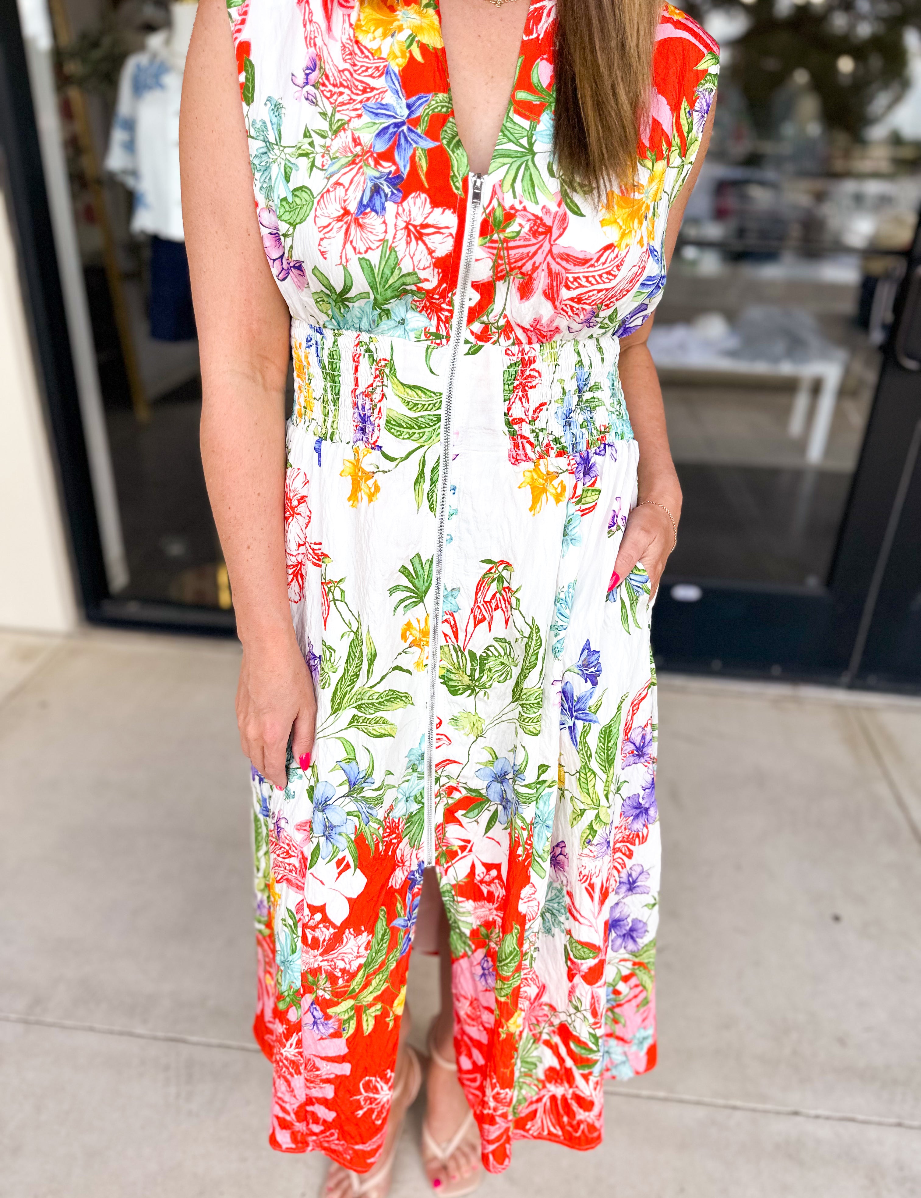 Vibrant Petals Midi Dress-500 Midi-FATE-July & June Women's Fashion Boutique Located in San Antonio, Texas
