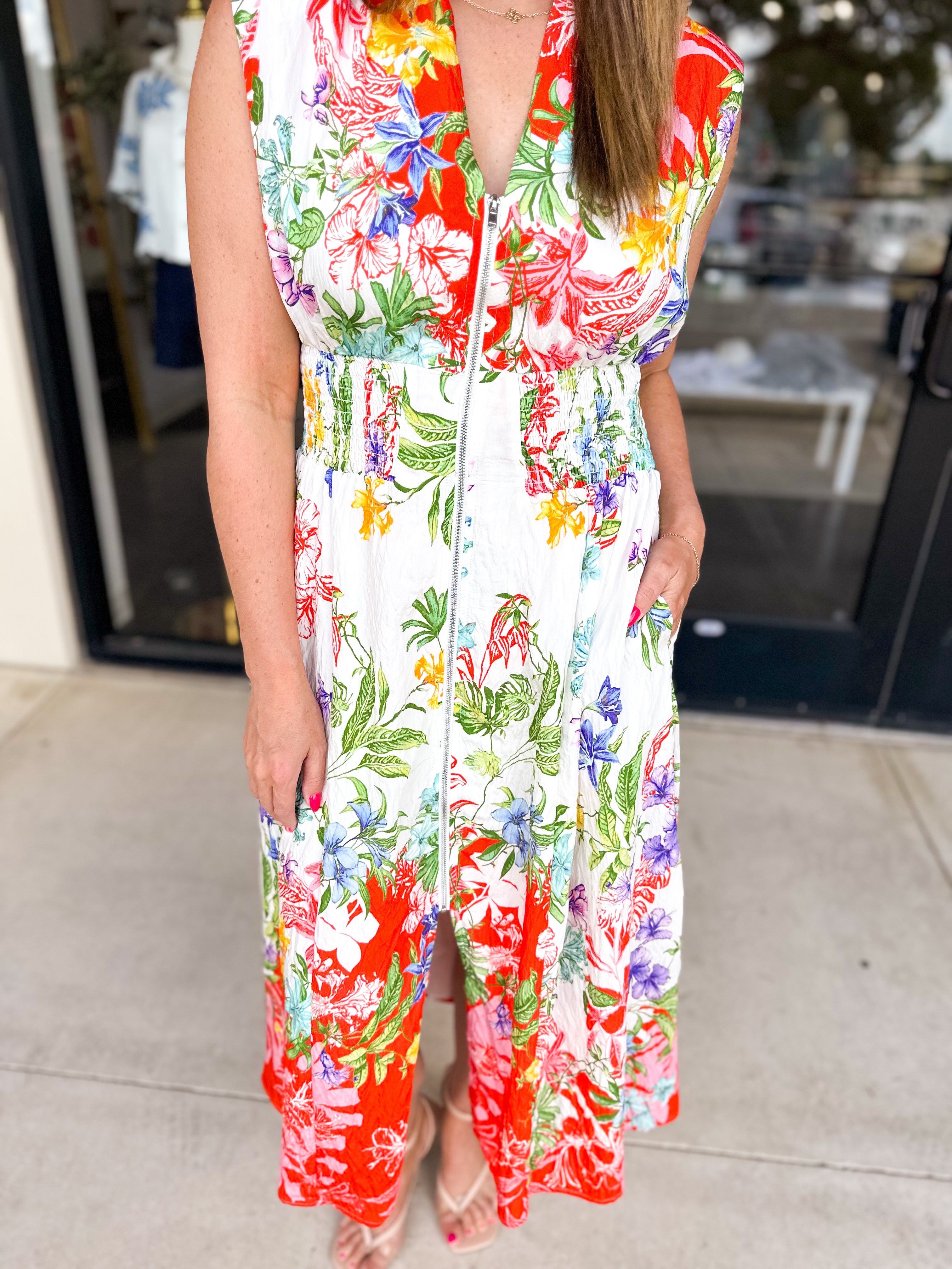 Vibrant Petals Midi Dress-500 Midi-FATE-July & June Women's Fashion Boutique Located in San Antonio, Texas