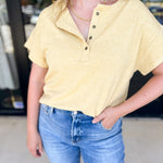 Casual Henley Tees - Butter-210 Casual Blouses-POLOGRAM-July & June Women's Fashion Boutique Located in San Antonio, Texas