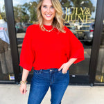 The Eva Sweater - Red-200 Fashion Blouses-JODIFL-July & June Women's Fashion Boutique Located in San Antonio, Texas