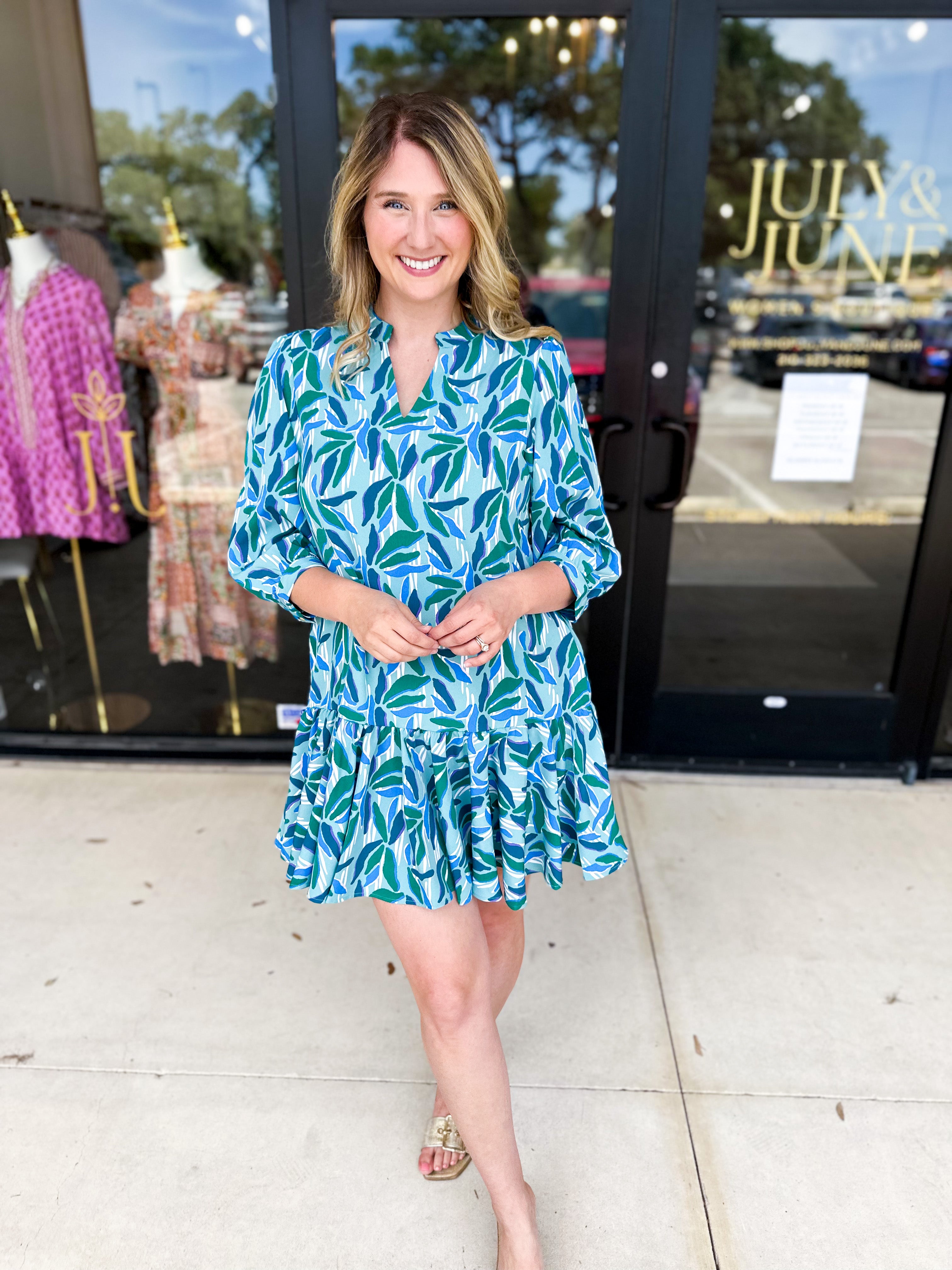 Mary Square - Reflecting Green Mini Dress-510 Mini-MARY SQUARE-July & June Women's Fashion Boutique Located in San Antonio, Texas