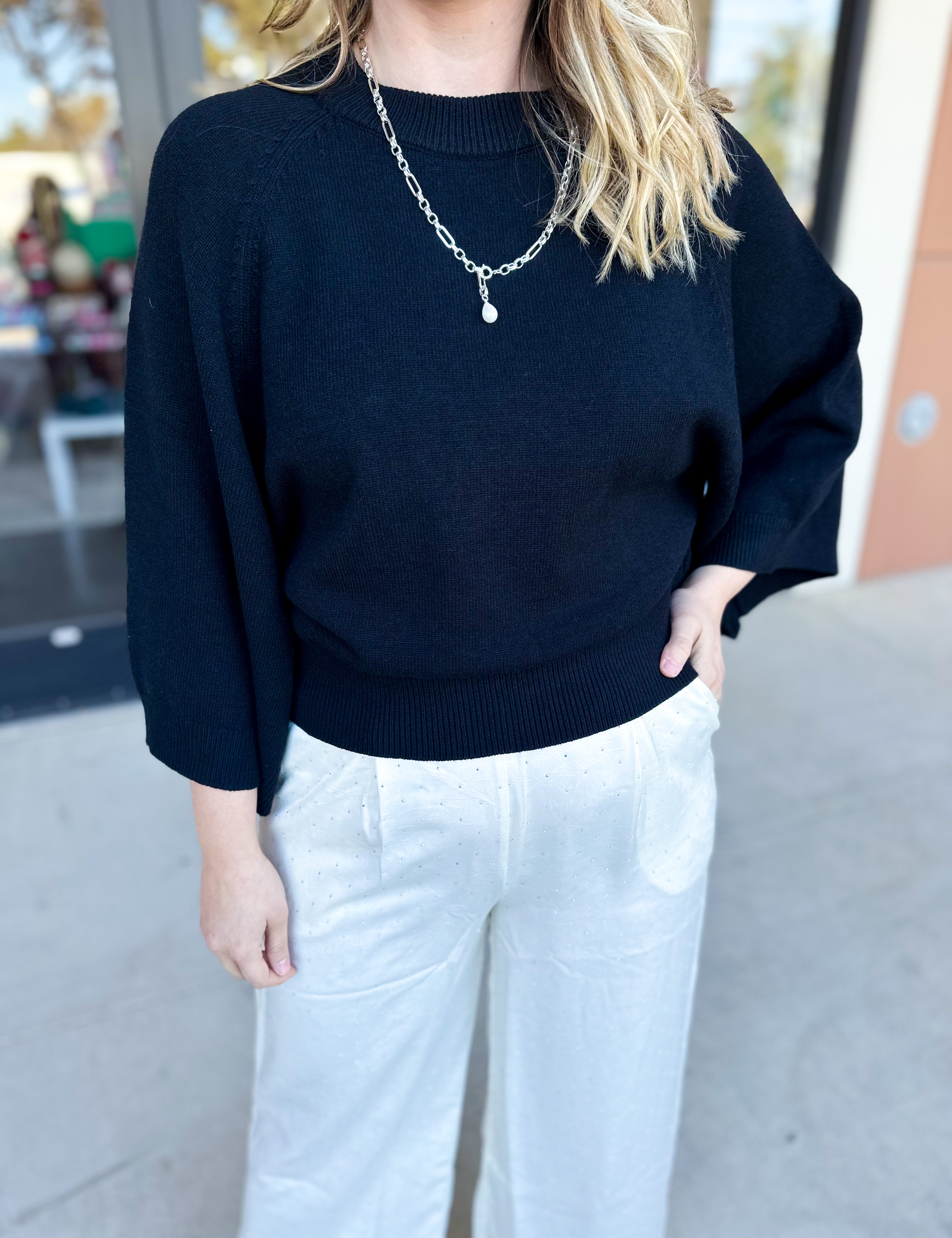 Fall's Favorite Sweater Top - Black-230 Sweaters/Cardis-FATE-July & June Women's Fashion Boutique Located in San Antonio, Texas