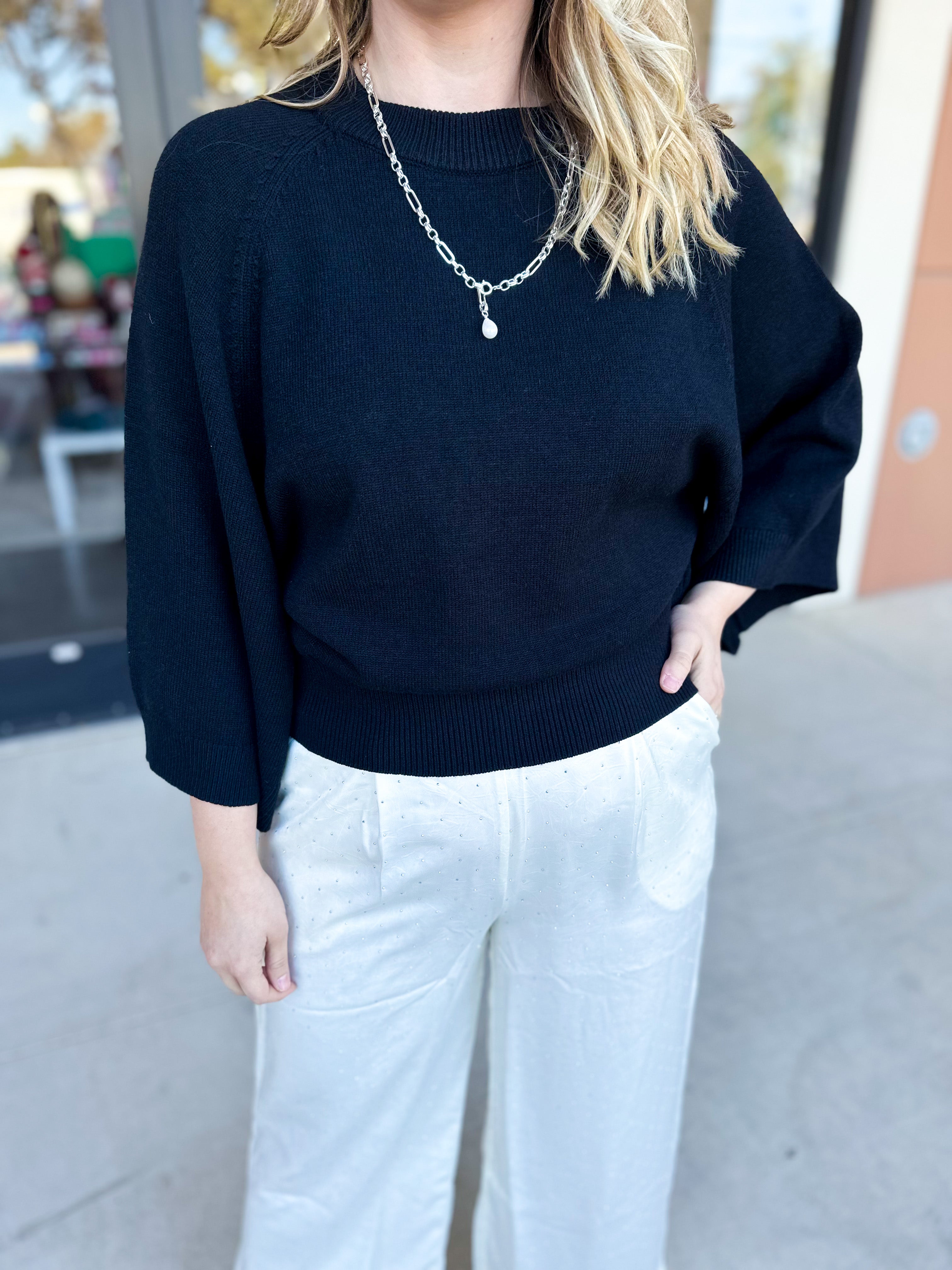 Fall's Favorite Sweater Top - Black-230 Sweaters/Cardis-FATE-July & June Women's Fashion Boutique Located in San Antonio, Texas