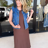 Ruffled Denim Vest-600 Outerwear-LISTICLE-July & June Women's Fashion Boutique Located in San Antonio, Texas