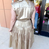 Champagne Collard Midi Dress-500 Midi-ENTRO-July & June Women's Fashion Boutique Located in San Antonio, Texas