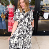 Palm City Midi Dress - Black-500 Midi-ENTRO-July & June Women's Fashion Boutique Located in San Antonio, Texas