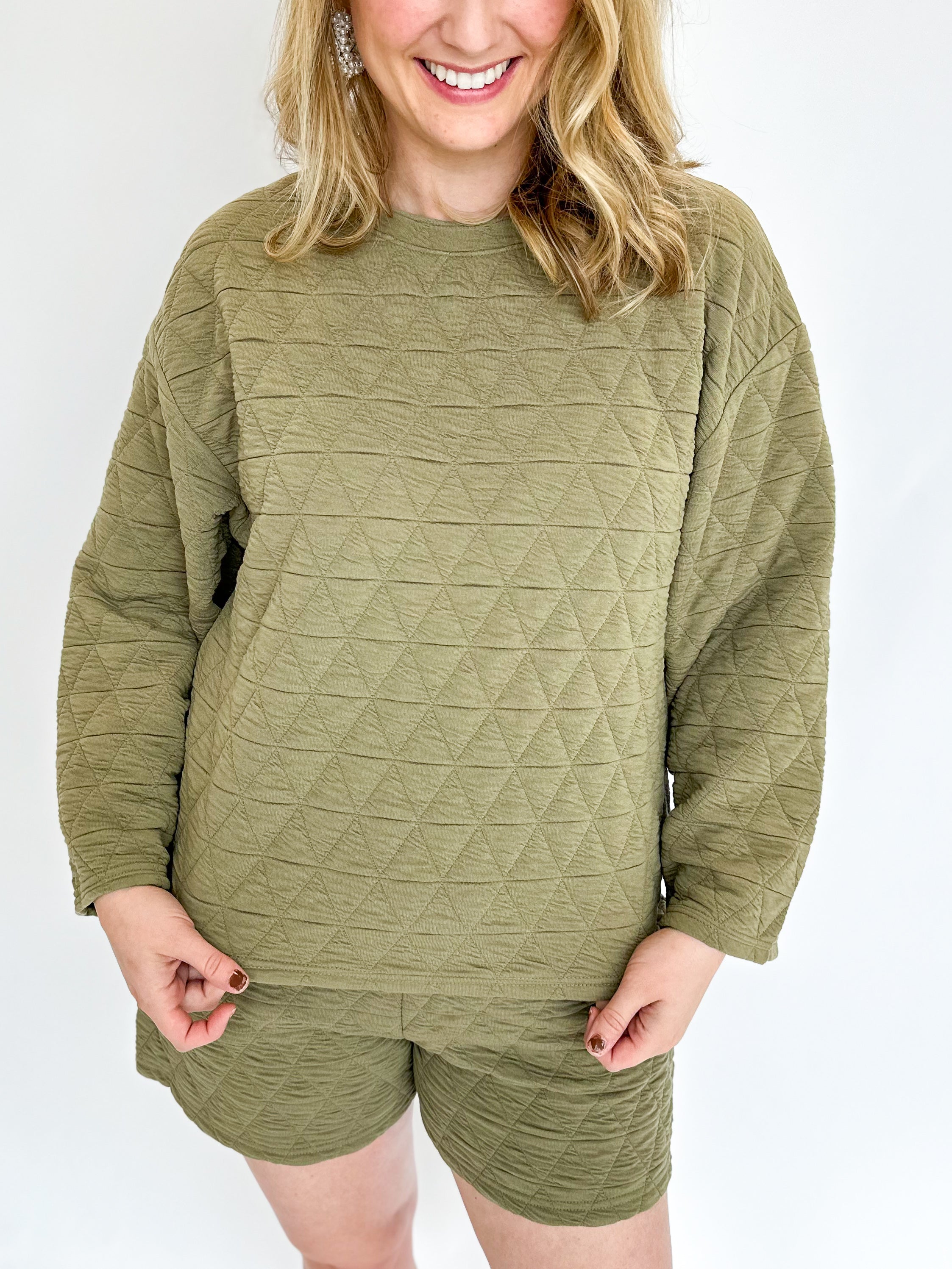 Quilted Set - The Olive-300 Athleisure/Lounge-SEE AND BE SEEN-July & June Women's Fashion Boutique Located in San Antonio, Texas