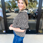 Zip Up Cheetah Top-200 Fashion Blouses-ENTRO-July & June Women's Fashion Boutique Located in San Antonio, Texas