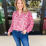 Mary Square - Brianna Pink Blouse-200 Fashion Blouses-MARY SQUARE-July & June Women's Fashion Boutique Located in San Antonio, Texas