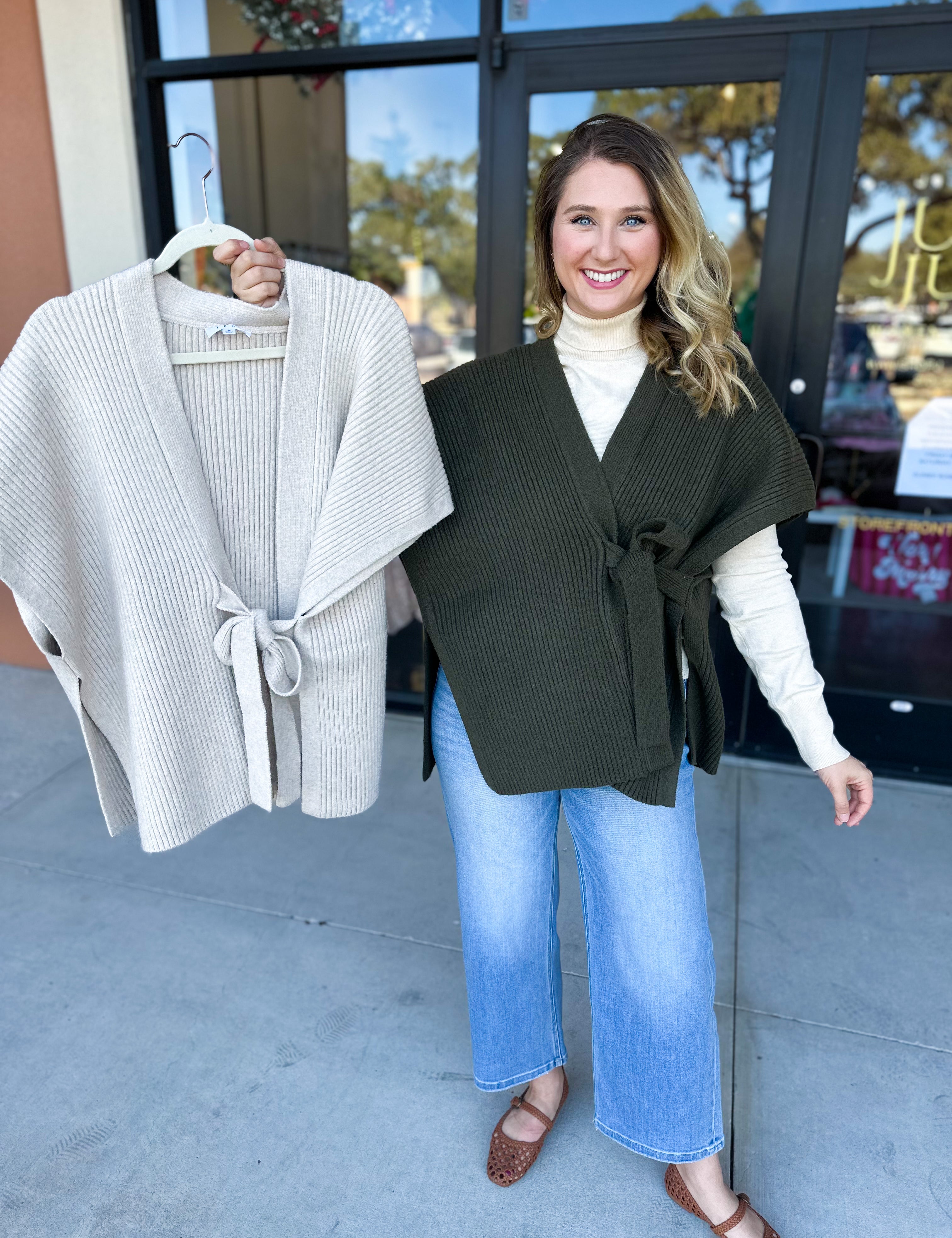 THML - Chic Knit Cardigan Wrap - Green-230 Sweaters/Cardis-THML-July & June Women's Fashion Boutique Located in San Antonio, Texas