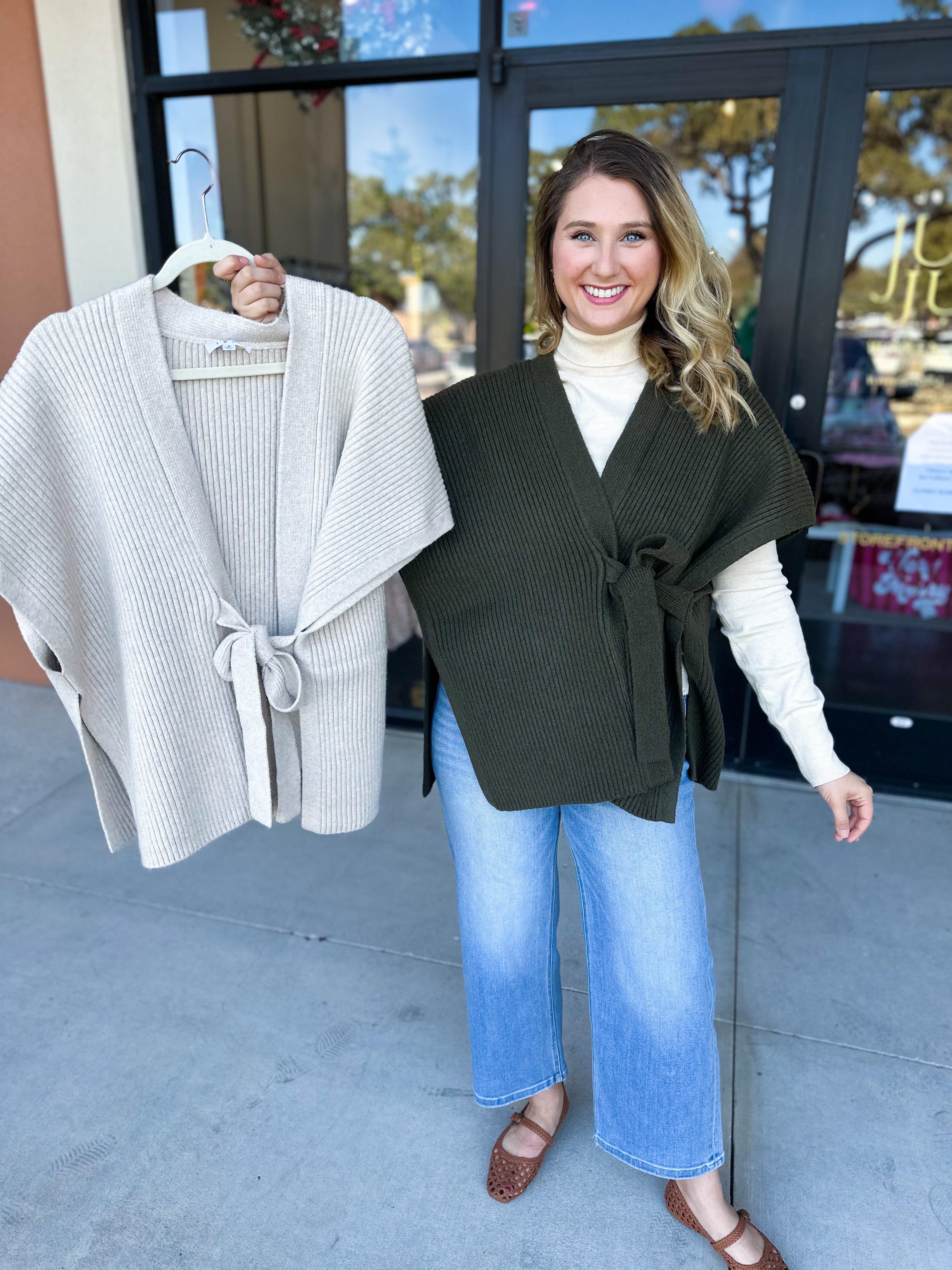 THML - Chic Knit Cardigan Wrap - Green-230 Sweaters/Cardis-THML-July & June Women's Fashion Boutique Located in San Antonio, Texas