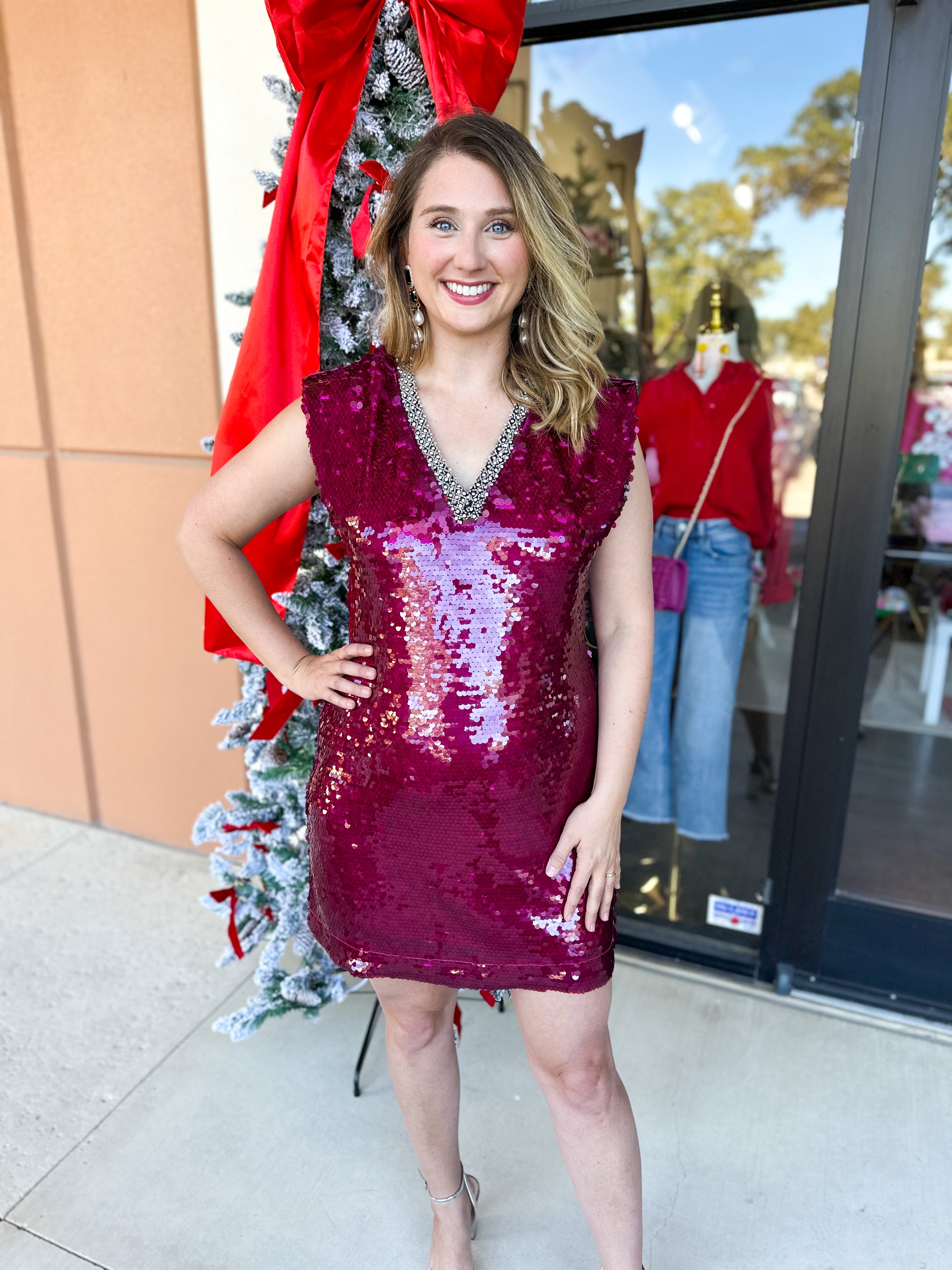 Ruby Sequin Mini Dress-510 Mini-FATE-July & June Women's Fashion Boutique Located in San Antonio, Texas