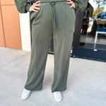 Soft Modal Lounge Pants - Dark Olive-300 Athleisure/Lounge-SKIES ARE BLUE-July & June Women's Fashion Boutique Located in San Antonio, Texas