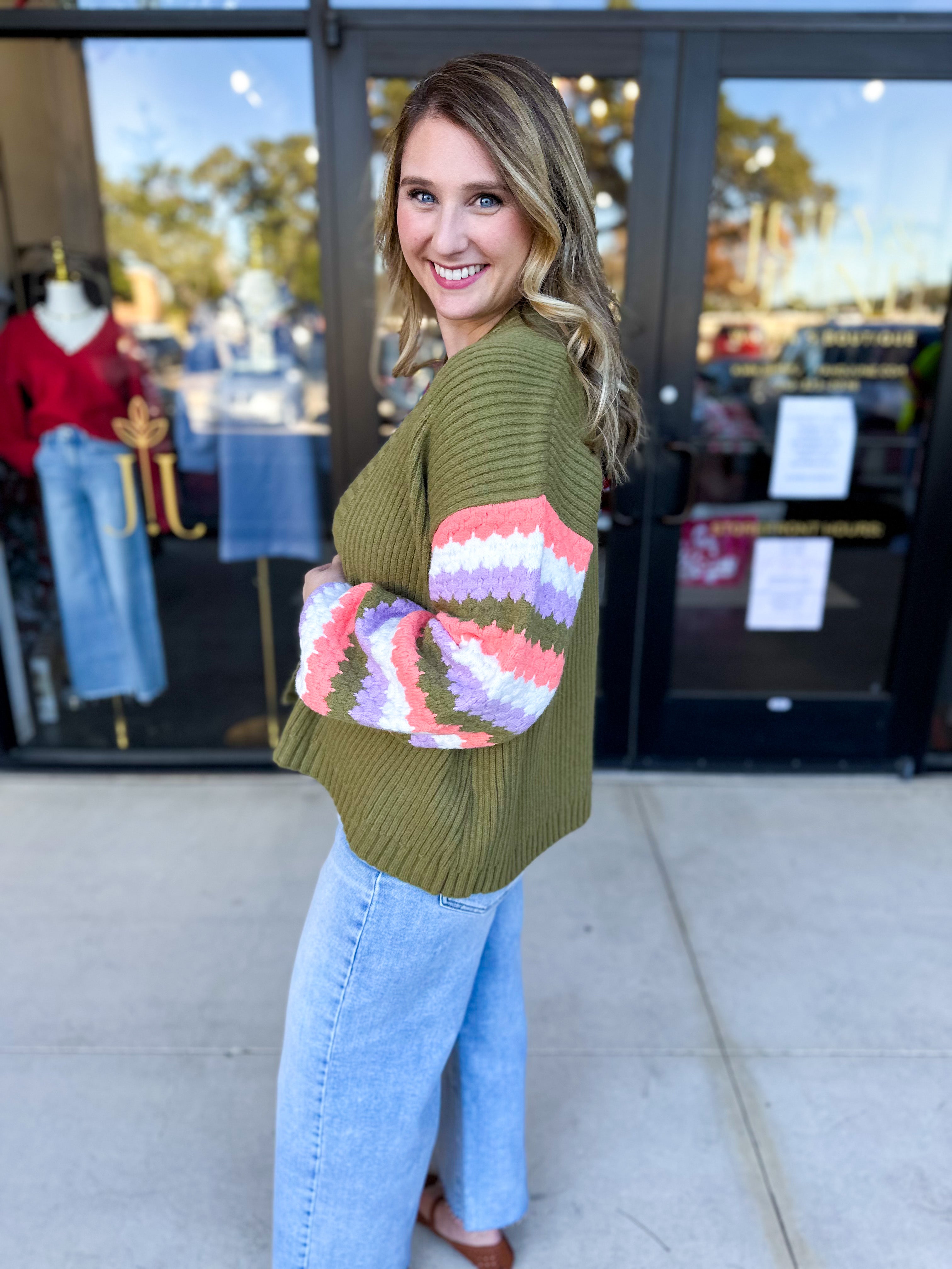 Mary Square - Pippa Green Cardigan-230 Sweaters/Cardis-MARY SQUARE-July & June Women's Fashion Boutique Located in San Antonio, Texas