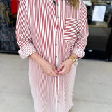 Button Down Casual Midi Dress - Rust-500 Midi-ENTRO-July & June Women's Fashion Boutique Located in San Antonio, Texas