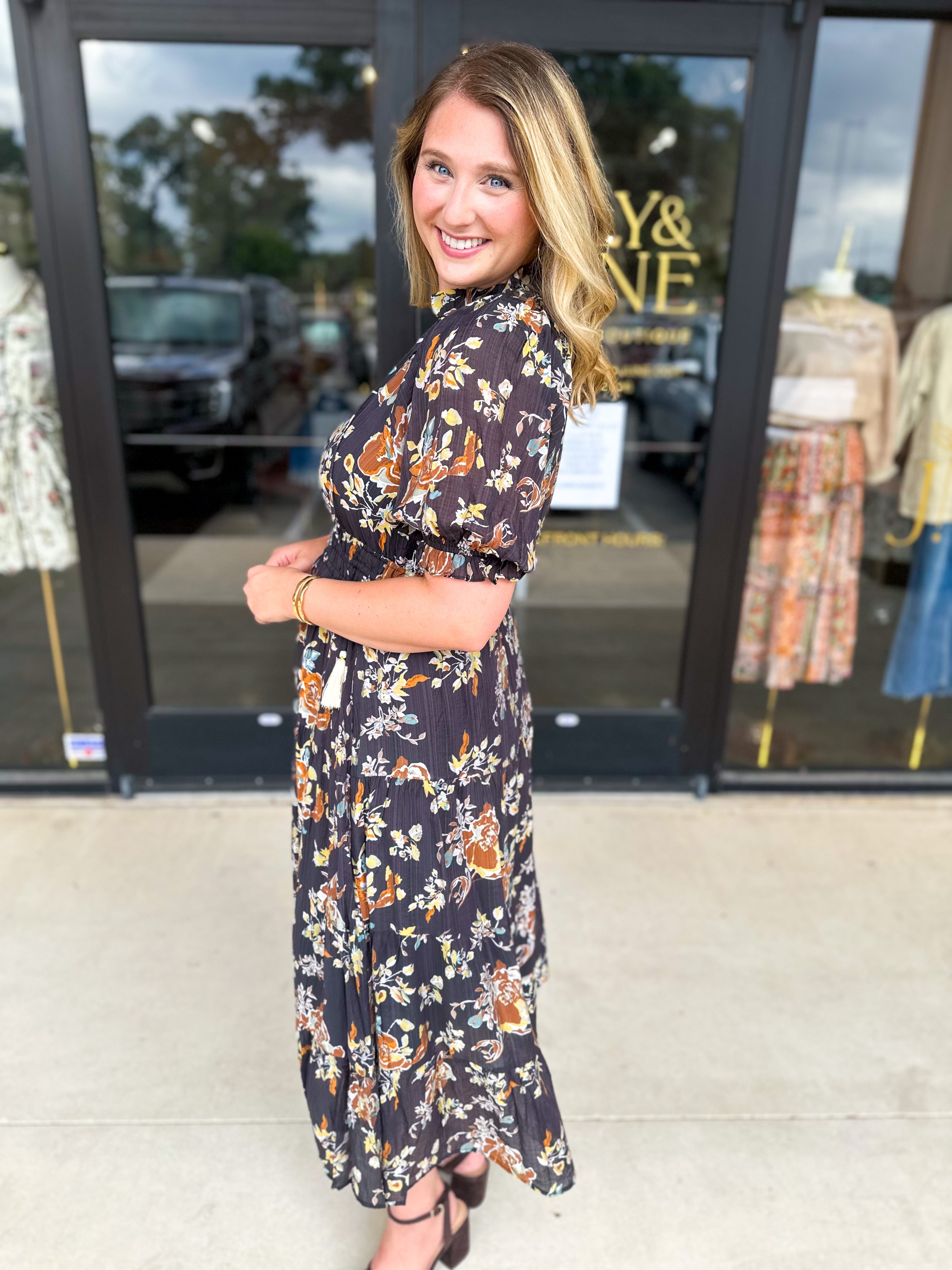 THML - Elise Garden Midi Dress-500 Midi-THML-July & June Women's Fashion Boutique Located in San Antonio, Texas