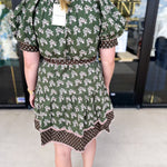 Olive & Chocolate Brown Floral Mini Dress-510 Mini-ENTRO-July & June Women's Fashion Boutique Located in San Antonio, Texas