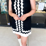 Black Ric Rac Mini Dress-510 Mini-ENTRO-July & June Women's Fashion Boutique Located in San Antonio, Texas