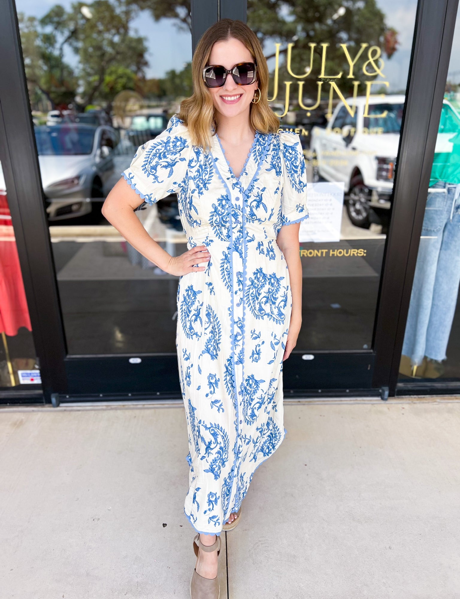 Sweet Paisley Midi Dress-500 Midi-ENTRO-July & June Women's Fashion Boutique Located in San Antonio, Texas