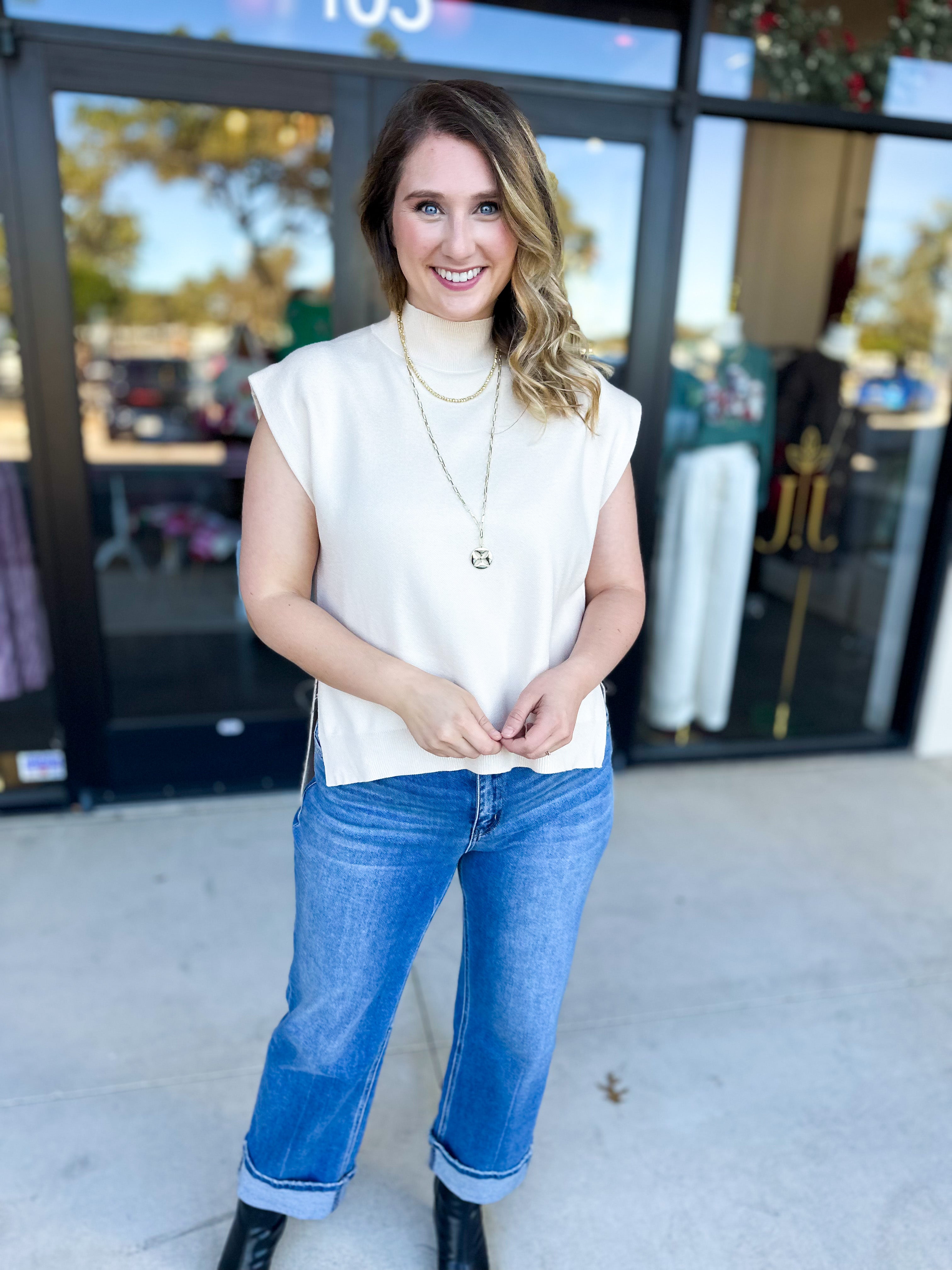 The Abigail Sweater Top - Cream-230 Sweaters/Cardis-ENTRO-July & June Women's Fashion Boutique Located in San Antonio, Texas