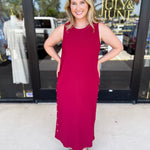 Casual Chic Midi Dress - Cherry-500 Midi-ENTRO-July & June Women's Fashion Boutique Located in San Antonio, Texas