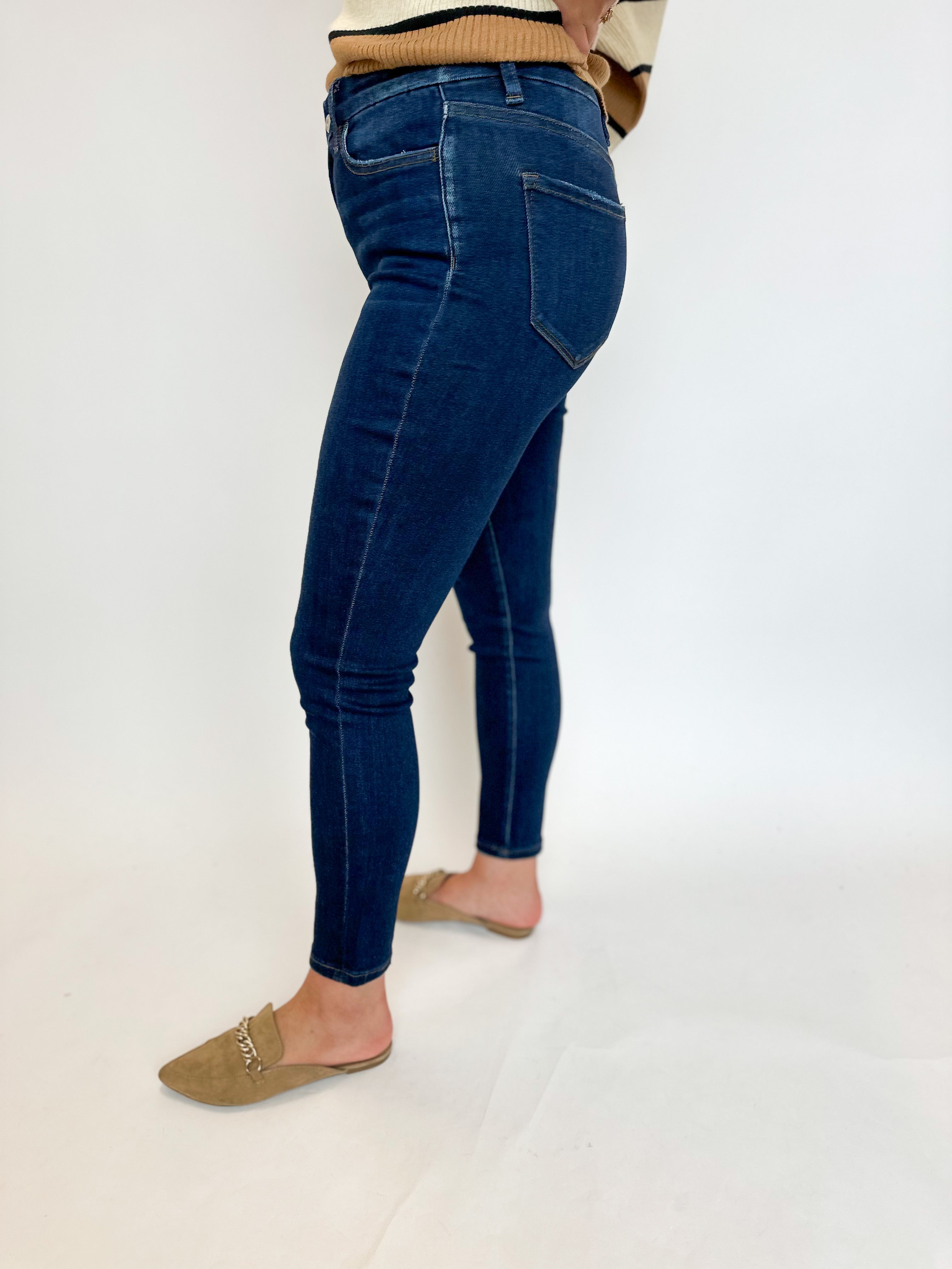Vervet High Rise Dark Wash Skinny Jeans-400 Pants-VEVERT BY FLYING MONKEY-July & June Women's Fashion Boutique Located in San Antonio, Texas