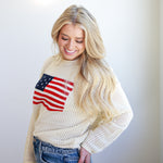 American Vintage Knit Sweater Top - Cream-230 Sweaters/Cardis-JODIFL-July & June Women's Fashion Boutique Located in San Antonio, Texas