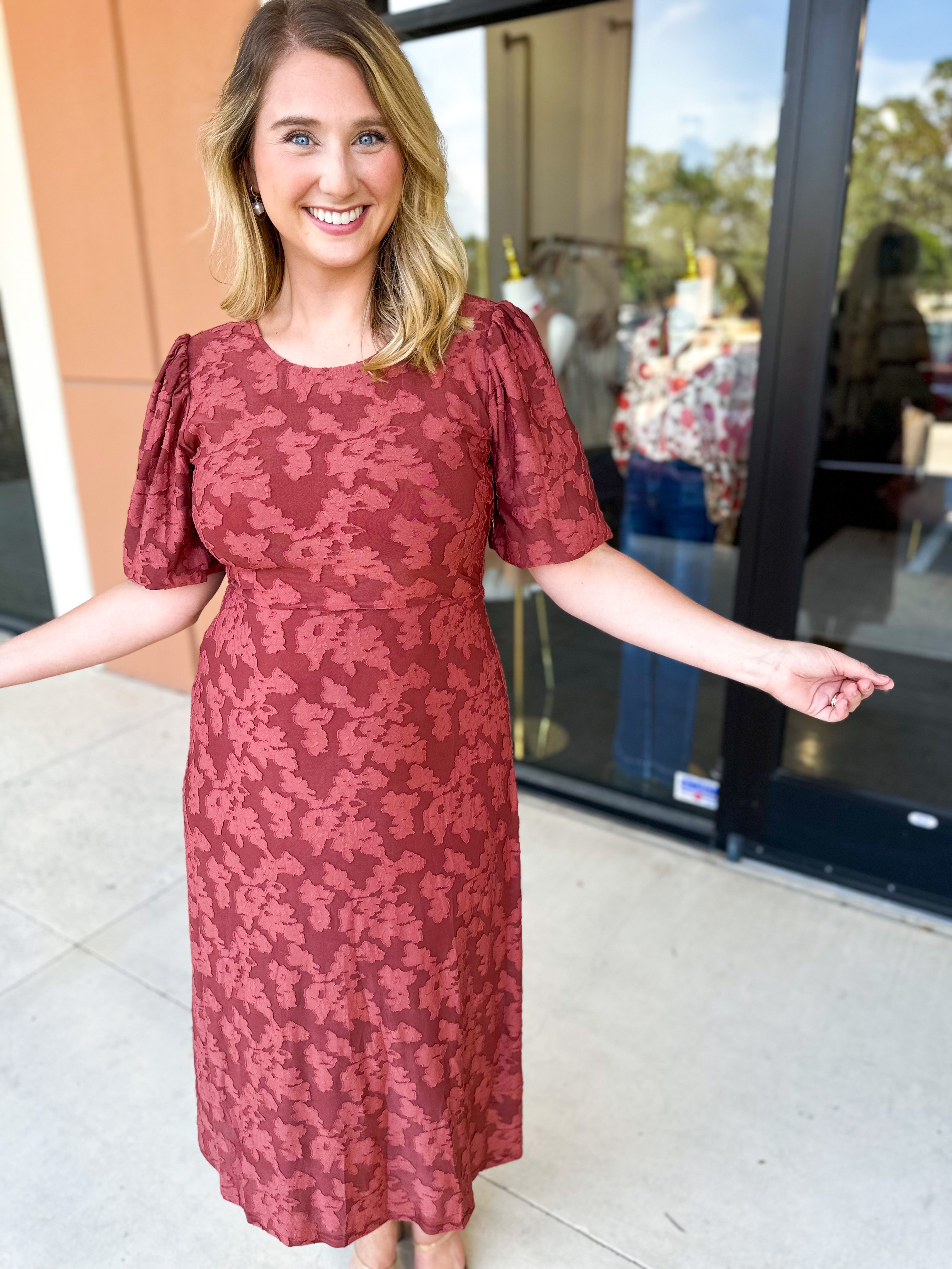 Fall Lace Midi Dress - Rose-500 Midi-POLOGRAM-July & June Women's Fashion Boutique Located in San Antonio, Texas