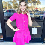 Posh Pink Short Sleeve Cardigan-230 Sweaters/Cardis-ENTRO-July & June Women's Fashion Boutique Located in San Antonio, Texas