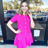 Posh Pink Short Sleeve Cardigan-230 Sweaters/Cardis-ENTRO-July & June Women's Fashion Boutique Located in San Antonio, Texas