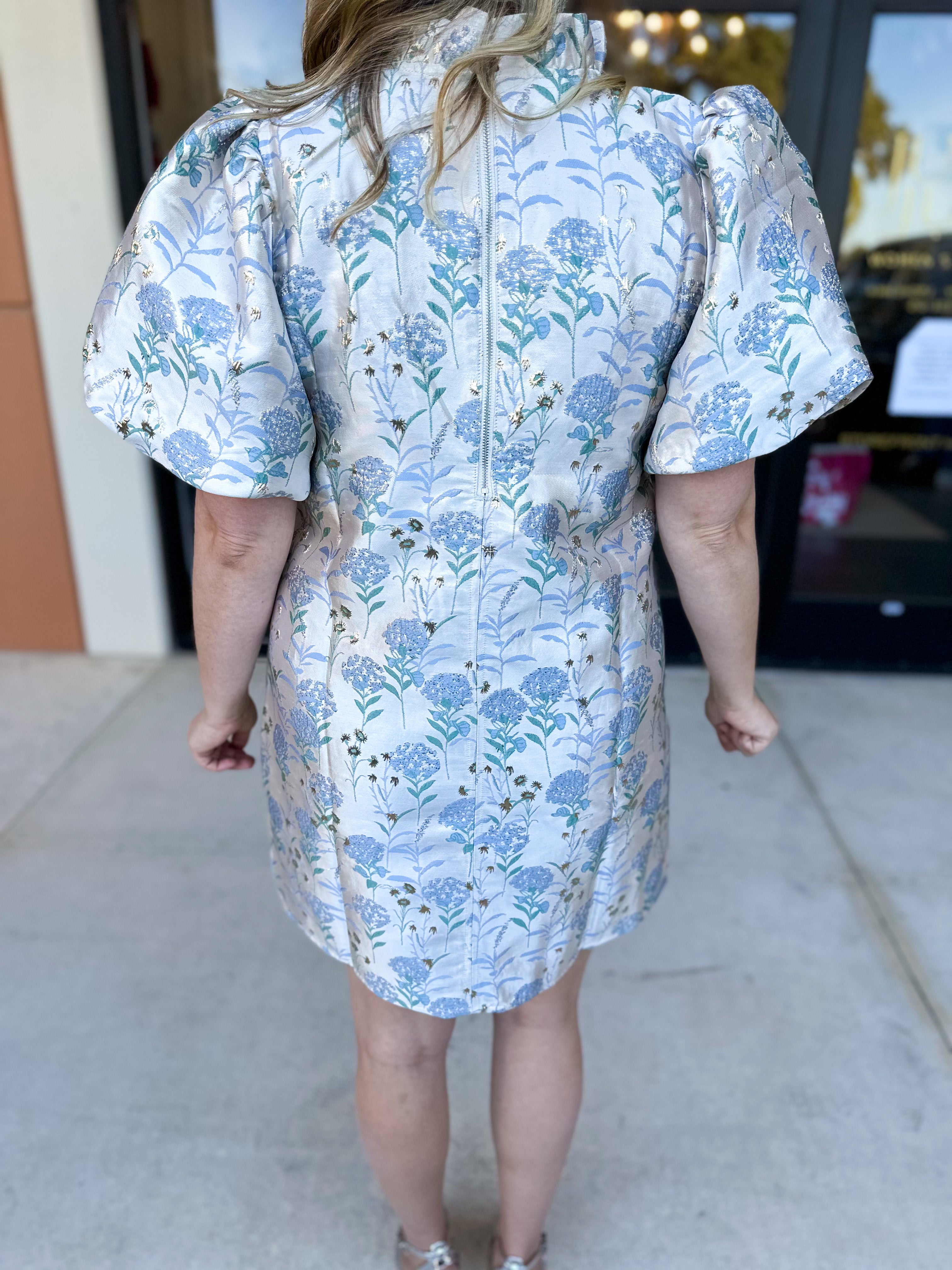 THML - Winter Blue Floral Mini Dress-510 Mini-THML-July & June Women's Fashion Boutique Located in San Antonio, Texas