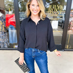 Classic Cut Button Down Blouse-200 Fashion Blouses-JODIFL-July & June Women's Fashion Boutique Located in San Antonio, Texas
