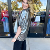 Celebration Blouse - Chrome-200 Fashion Blouses-ENTRO-July & June Women's Fashion Boutique Located in San Antonio, Texas