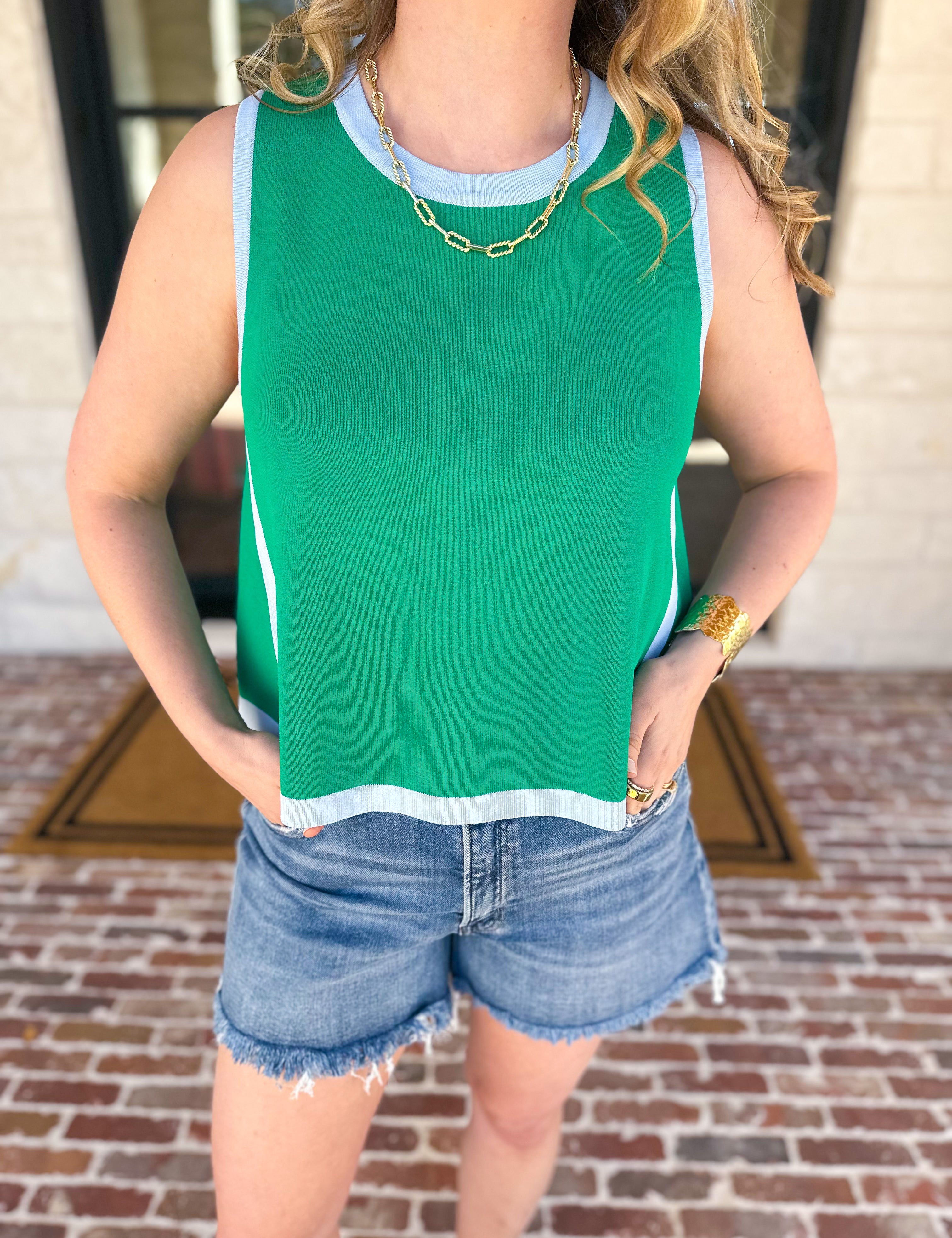 Fun Colorblock Knit Tank-210 Casual Blouses-ENTRO-July & June Women's Fashion Boutique Located in San Antonio, Texas