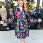 Jewel Tones Floral Mini Dress-510 Mini-FATE-July & June Women's Fashion Boutique Located in San Antonio, Texas
