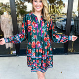 Jewel Tones Floral Mini Dress-510 Mini-FATE-July & June Women's Fashion Boutique Located in San Antonio, Texas