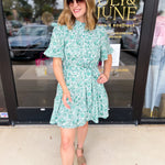 Green Garden Mini Dress-510 Mini-ENTRO-July & June Women's Fashion Boutique Located in San Antonio, Texas