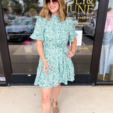 Green Garden Mini Dress-510 Mini-ENTRO-July & June Women's Fashion Boutique Located in San Antonio, Texas