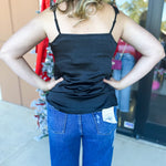 Satin Chic Cami - Black-200 Fashion Blouses-SKIES ARE BLUE-July & June Women's Fashion Boutique Located in San Antonio, Texas