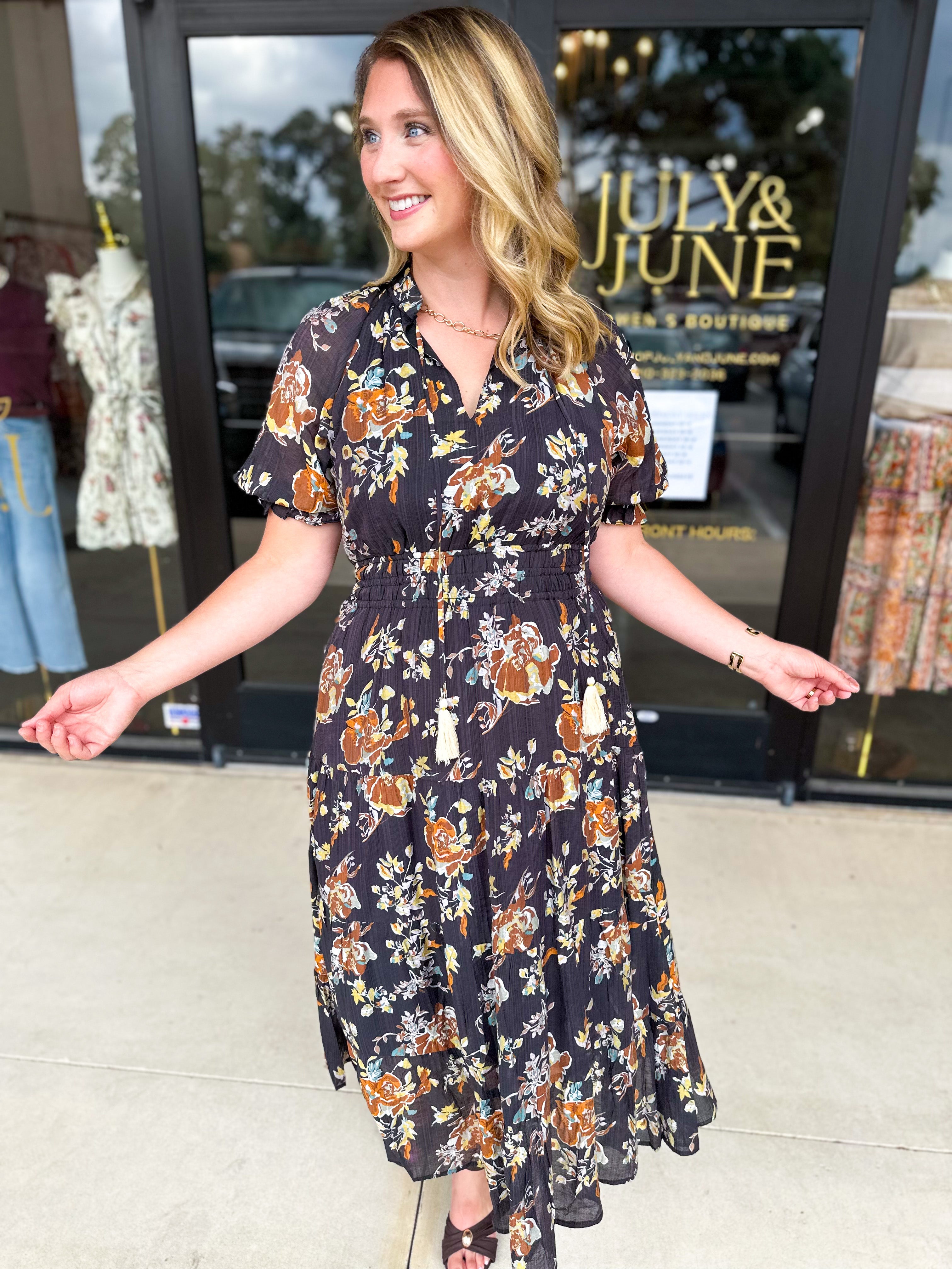 THML - Elise Garden Midi Dress-500 Midi-THML-July & June Women's Fashion Boutique Located in San Antonio, Texas