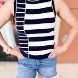 Seacrest Knit Tank - Navy-210 Casual Blouses-ENTRO-July & June Women's Fashion Boutique Located in San Antonio, Texas