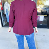 The Blair Blazer - Wine-600 Outerwear-SKIES ARE BLUE-July & June Women's Fashion Boutique Located in San Antonio, Texas