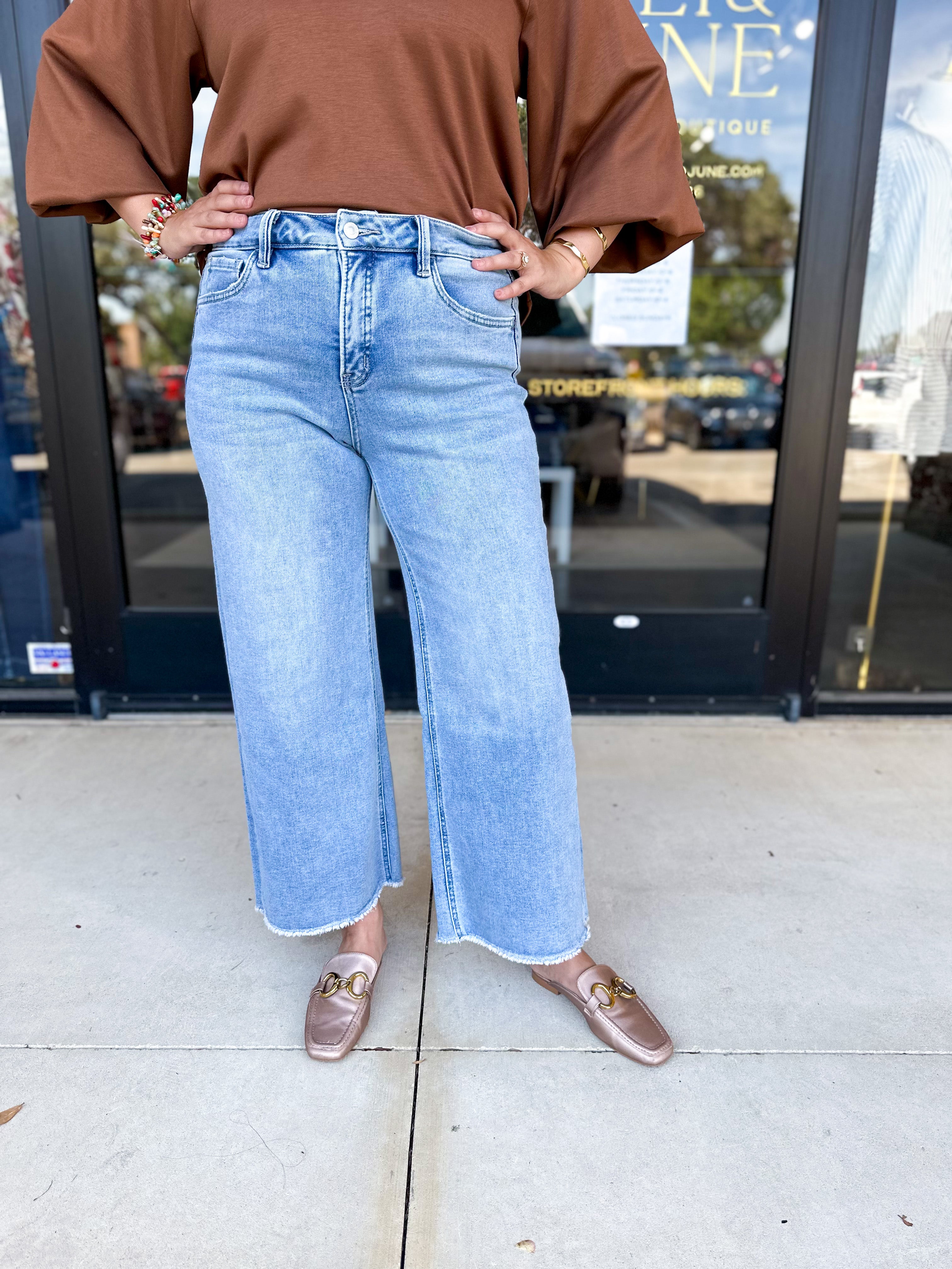Vervet - Tummy Control High Waisted Light Wash Jeans-400 Pants-VEVERT BY FLYING MONKEY-July & June Women's Fashion Boutique Located in San Antonio, Texas