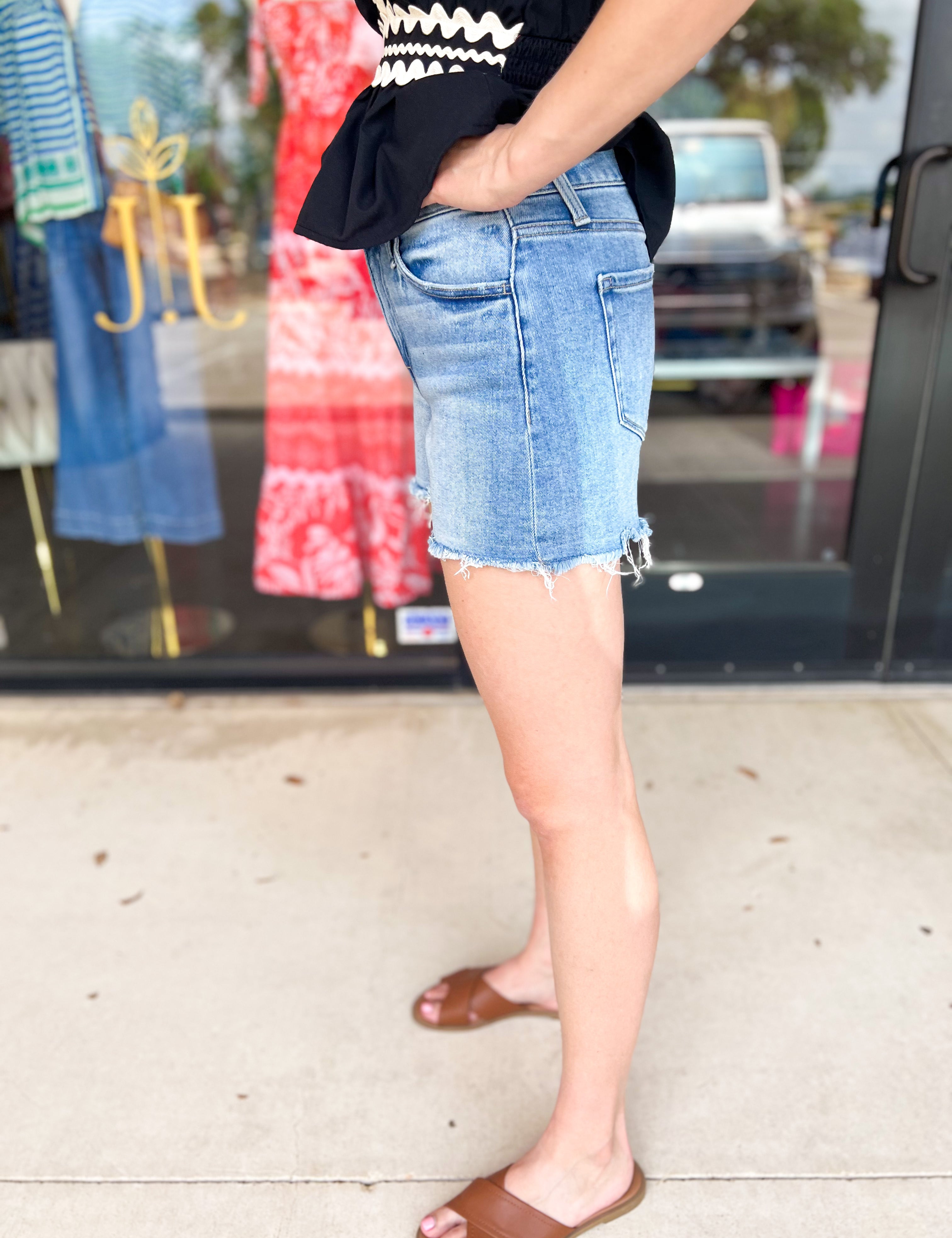 Vervet - High Rise Relaxed Denim Shorts-410 Shorts/Skirts-VEVERT BY FLYING MONKEY-July & June Women's Fashion Boutique Located in San Antonio, Texas